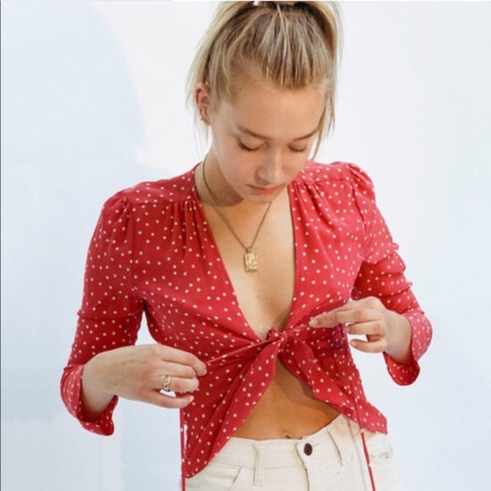 Realisation Bianca red star silk top